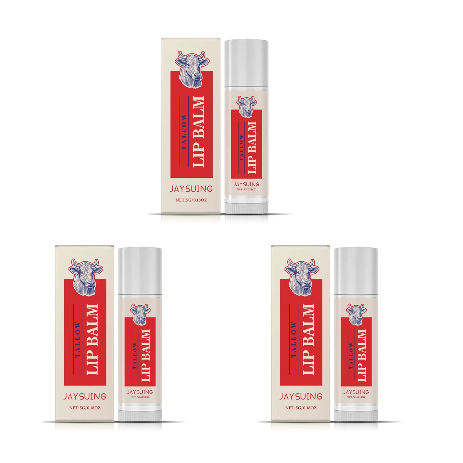 Tallow Lip Balm – Nourishing, Plumping & Hydrating | Jaysuing Lip Balm Zpaxo 3 x 5g Boxed