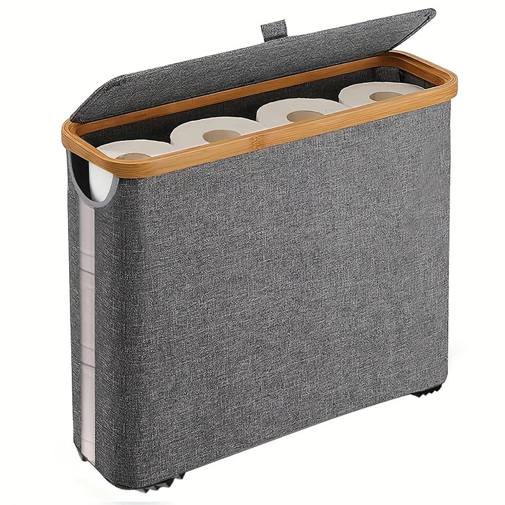 Large Foldable Oxford Storage Box with Lid & Bamboo Frame