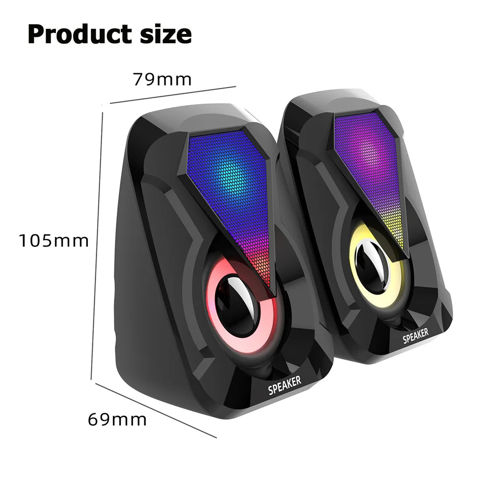 USB Wired Computer Speaker Bass Stereo RGB Light Laptop Smartphone Zpaxo