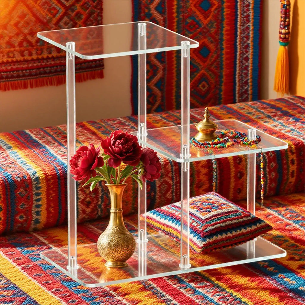 Acrylic End Table 3 Tier Clear Side Nightstand Transparent Furniture