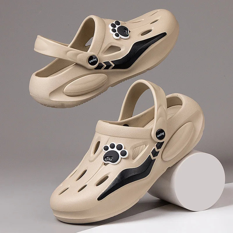 Men's Casual Comfortable Clogs Summer Breathable Non-slip Indoor Zpaxo Khaki 44-45