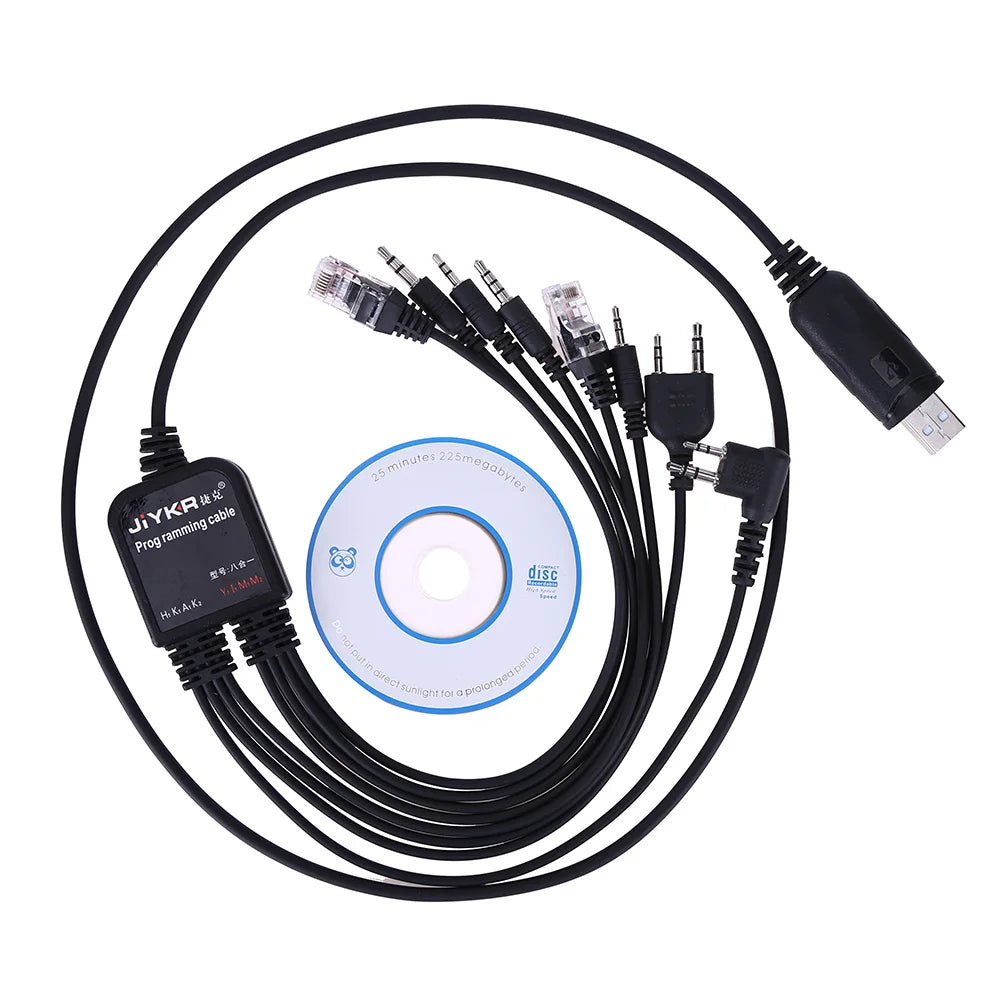 8 in 1 USB Programming Cable for Baofeng for Motorola Kenwood TYT QYT Radio Zpaxo