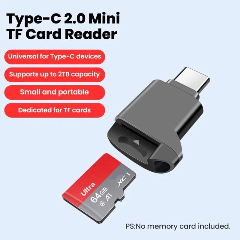 USB-C 2.0 Mini TF Card Reader – Compact Memory Adapter