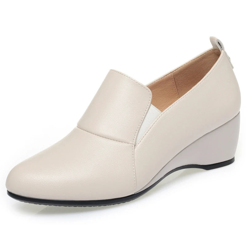 Single Shoes Women's Leather Waterproof Platform Work Comfortable Zpaxo