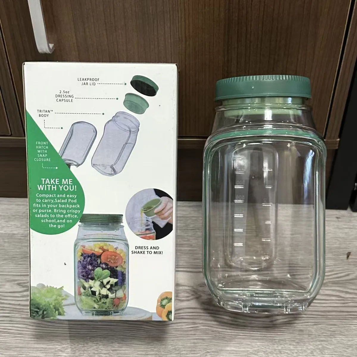 Portable Salad Pod – Leak-Proof Meal Prep Container Meal Prep Container Zpaxo green
