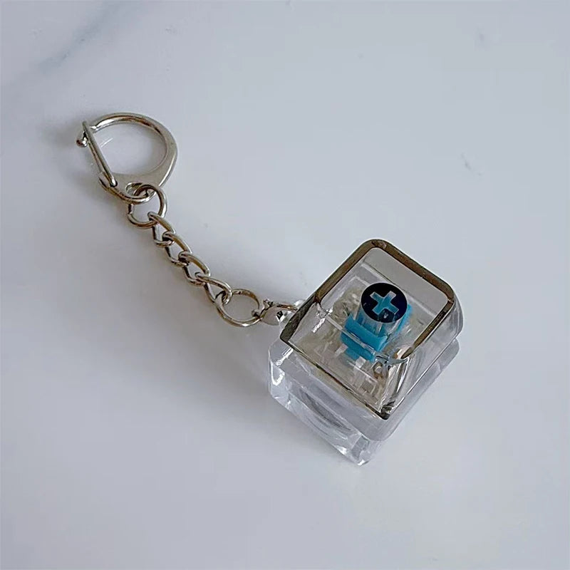 Unique Clear LED Mechanical Keyboard Keychain Miniature Stress Relief Zpaxo