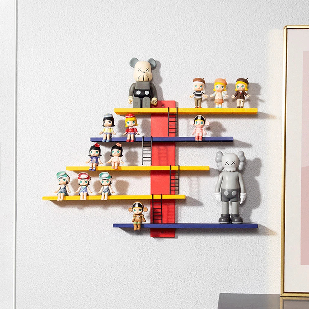 Figure Toy Display Stand Wall Mounted Handwork Blind Box Floating Shelves DIY Colorful Display Rack Ladder Storage Display Rack Zpaxo