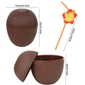 1PC Tropical Pineapple Coconut Drinking Cup Juice Cups Straw Luau Flamingo Birthday Beach Pool Party Hawaiian Decoration LIYI Zpaxo 1PC Coconut cup