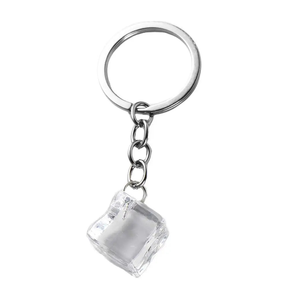 3D Ice Cube Ice Cube Acrylic Pendant Transparent Stereoscopic 3D Geometric Ice Keychain Fashion Acrylic Alloy Charms Gifts Zpaxo black