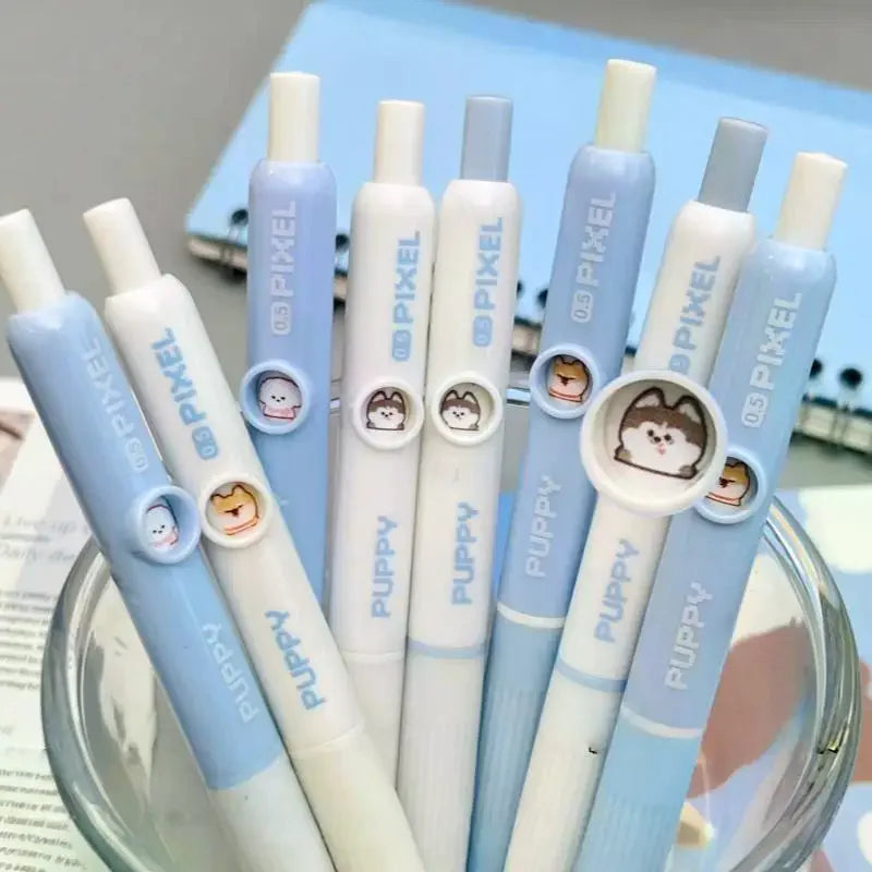 4Pcs Kawaii Dog Pattern Gel Pens 0.5mm Quick-Dry Black Ink-Smooth Writing Retractable Pens Student Stationery Gift Zpaxo