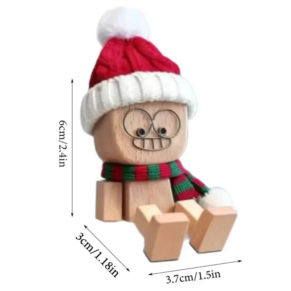 Mini Christmas Shaking Wooden Man Leg-swinging Magnetic Figurine Cute Zpaxo