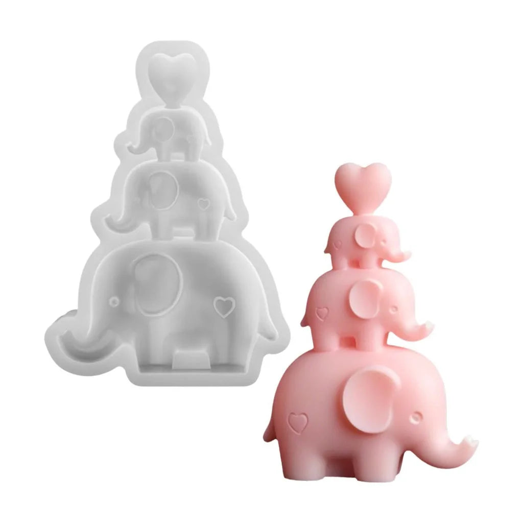 3-Tier Stacking Elephant Silicone Mold – Candle & Resin DIY