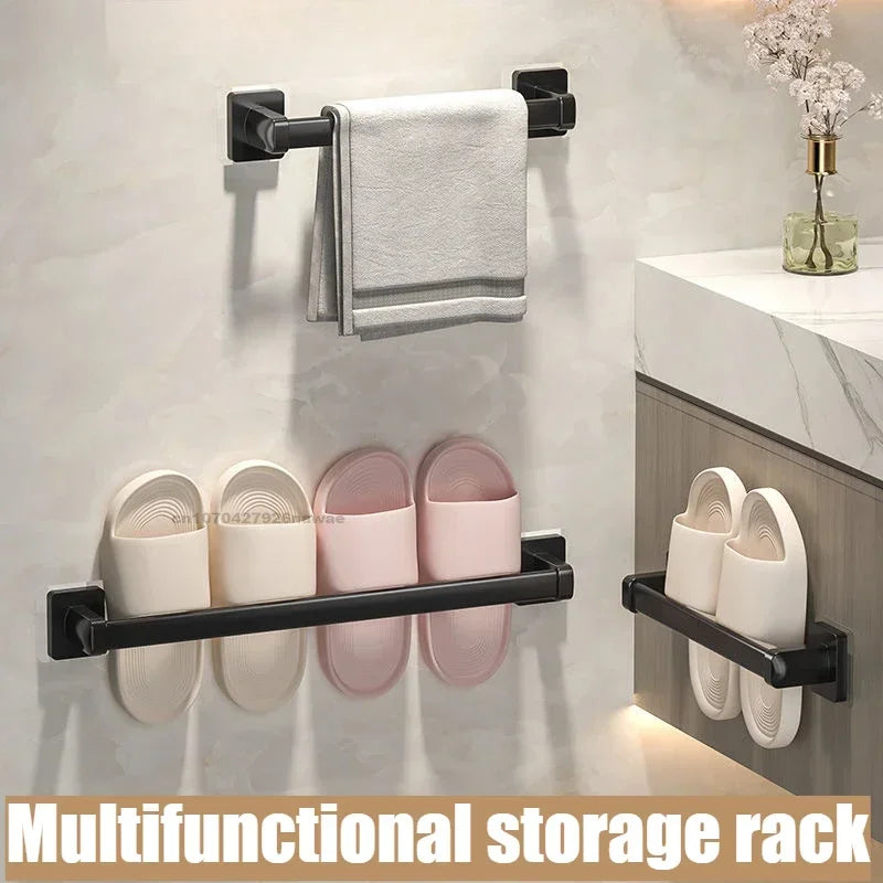 Wall Mounted Towel Rack Bathroom Storage Rack No Drilling Bathroom Horizontal Bar Towel Rack Kitchen Bathroom Accessories Zpaxo