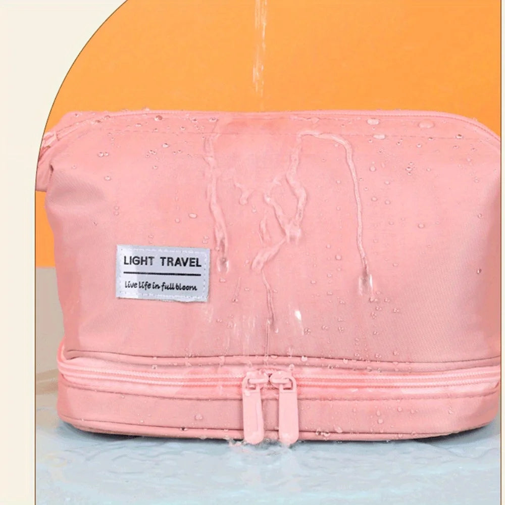 Double Layer Makeup Bag Large Capacity Cosmetic Toiletry Organizer