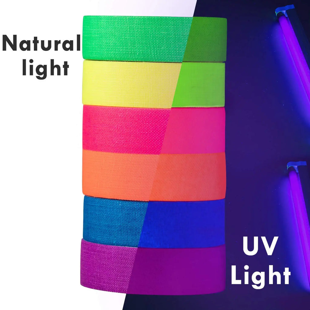 6-Pack UV Black Light Fluorescent Self-Adhesive Tape – DIY Fluorescent Craft Tape Zpaxo 3BF049 15mm 5M