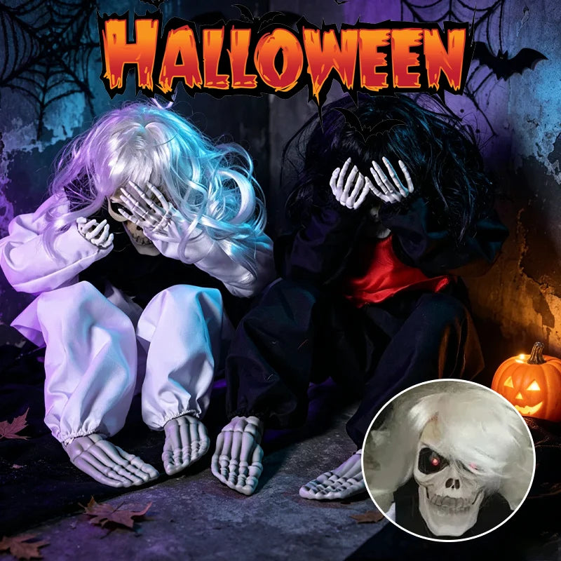 Halloween Animated Crying Ghost Touch-activated Shaking Skull LED