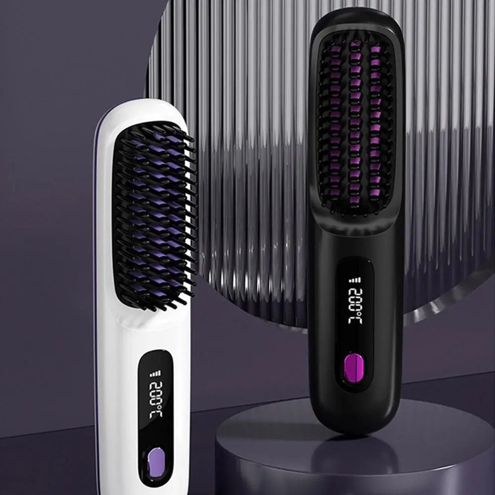 Cordless Hair Straightener Brush – Negative Ion USB Rechargeable Hair Straightener Brush Zpaxo