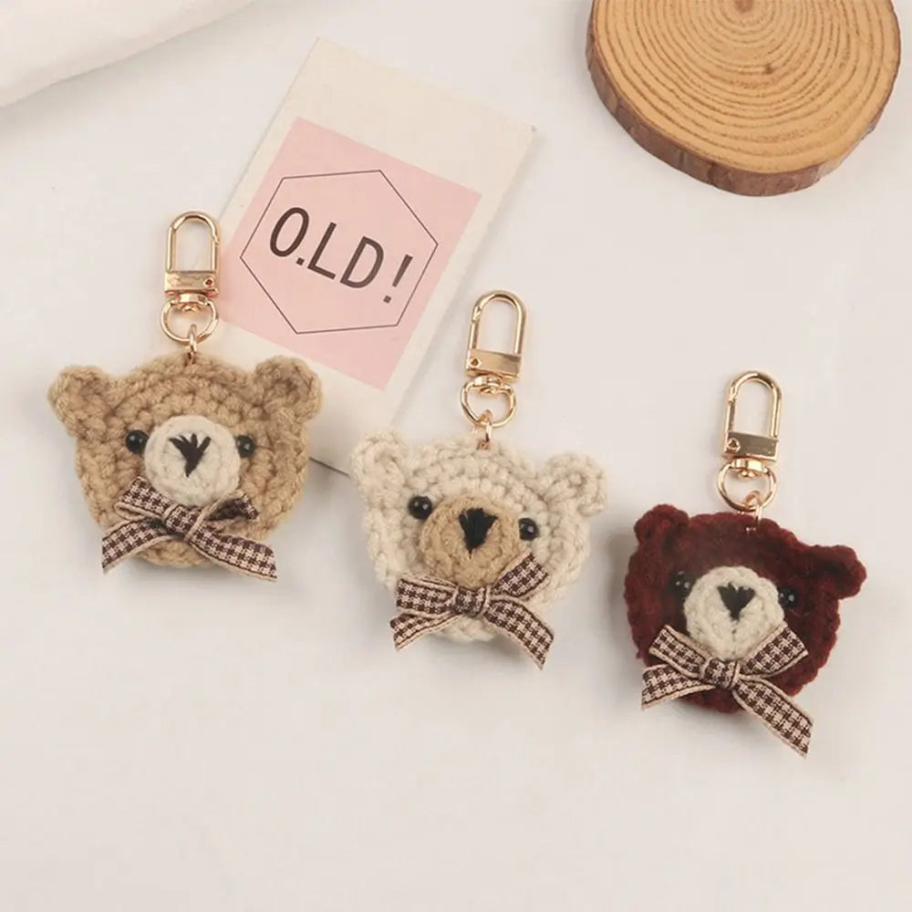Lovely Car Accessory Bow Tie Bear Girl Gift Knitting Wool Bag Pendant Girls Key Chain Korean Style Key Chain Schoolbag Pendant Zpaxo