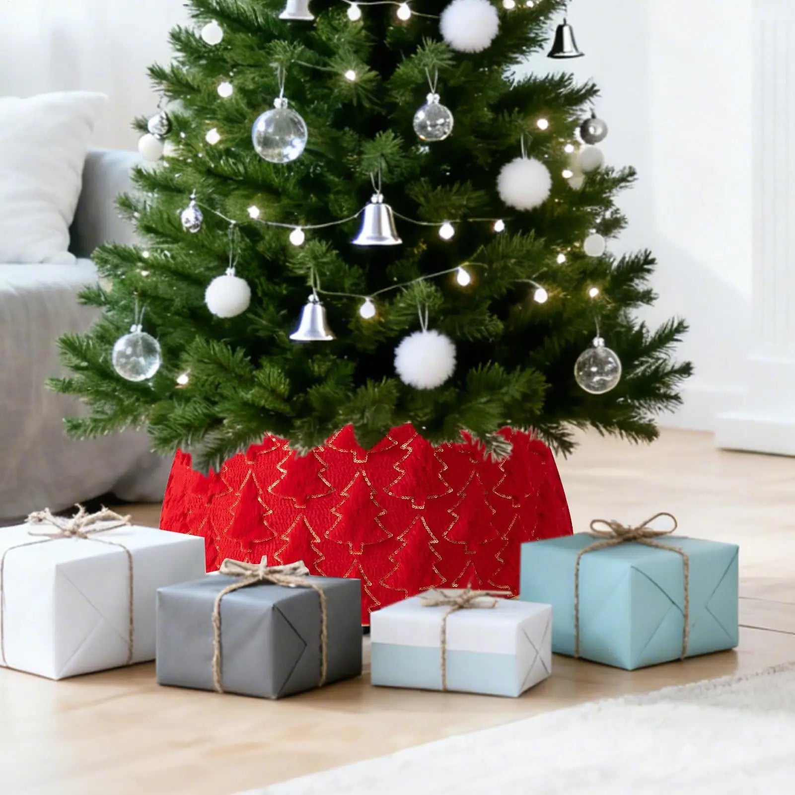 Tree Collar Plush Bohemian Protector Upper Diameter Christmas Stand