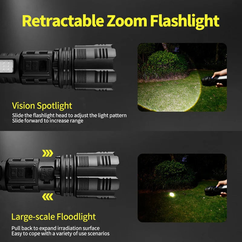 SHINEKNOT 600LM Zoomable Tactical LED Searchlight Flashlight Tactical LED Flashlight Zpaxo