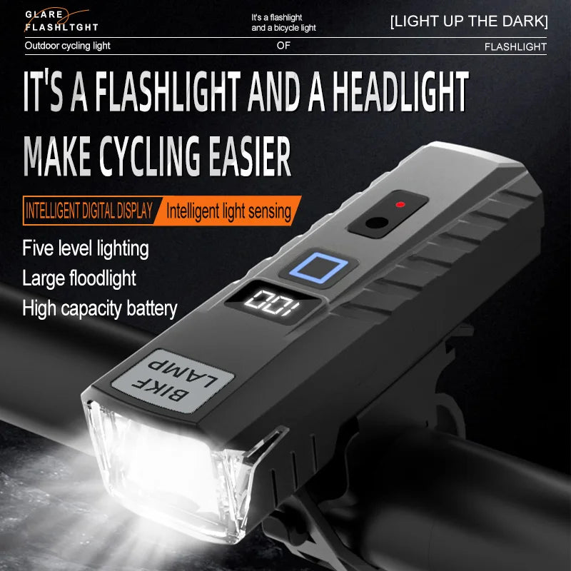 Intelligent Light Sensing Bicycle Riding TYPE-C Charging Digital Zpaxo