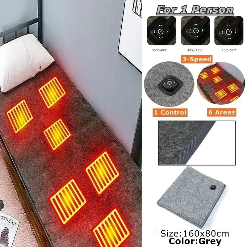 USB-C Electric Heated Blanket – 6-Zone 10W Washable Plush Mat Electric Heated Blanket Zpaxo