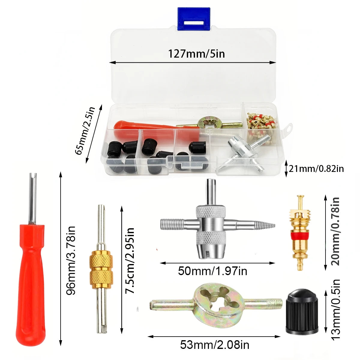 Tire Valve Stem Core Remover & Repair Kit – 33 Pcs