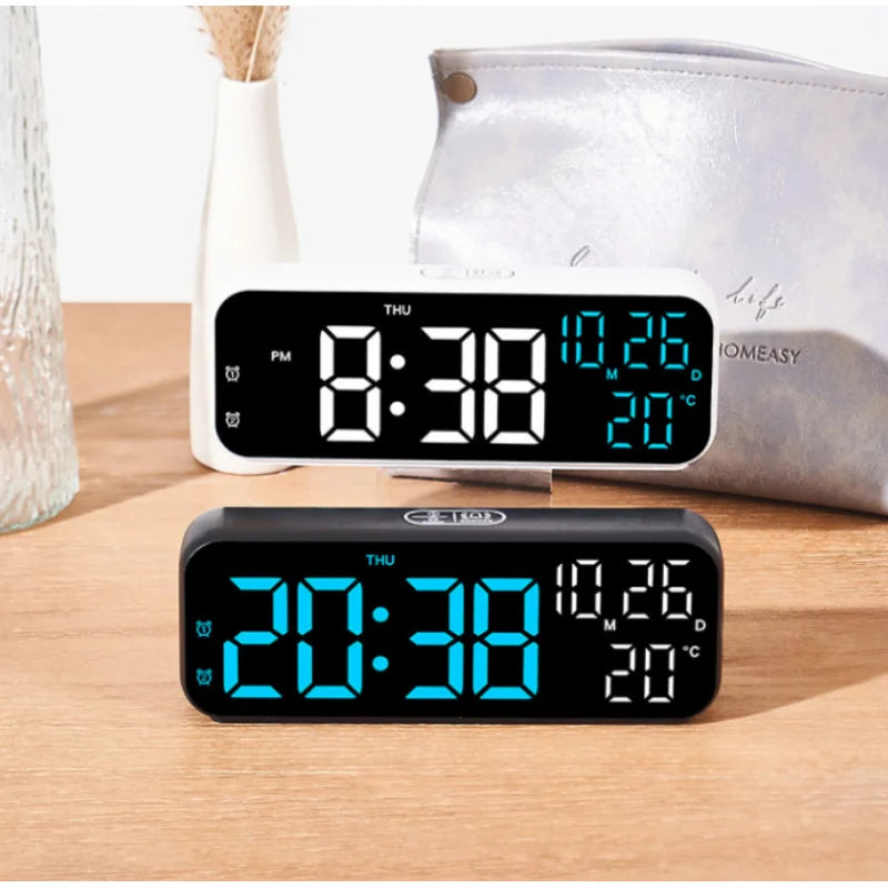 Digital Alarm Clock Temperature Date Week Display Night Mode Table