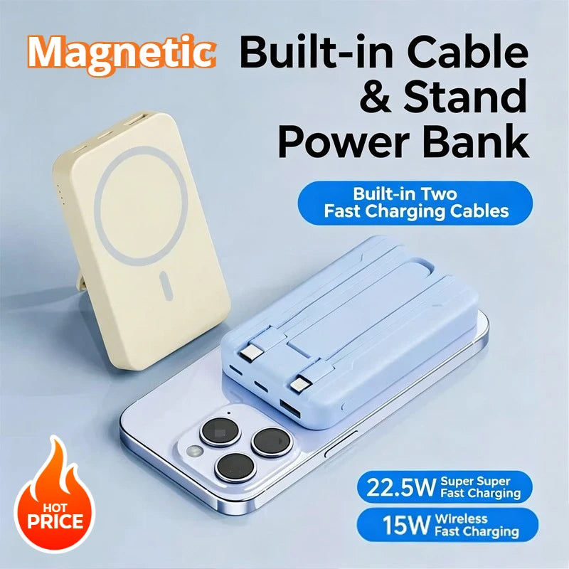 20000mAh Magnetic Power Bank for iPhone 15 14 13 22.5W 15W Fast Charging Wireless Powerbank With Cable Holder for Samsung Xiaomi Zpaxo