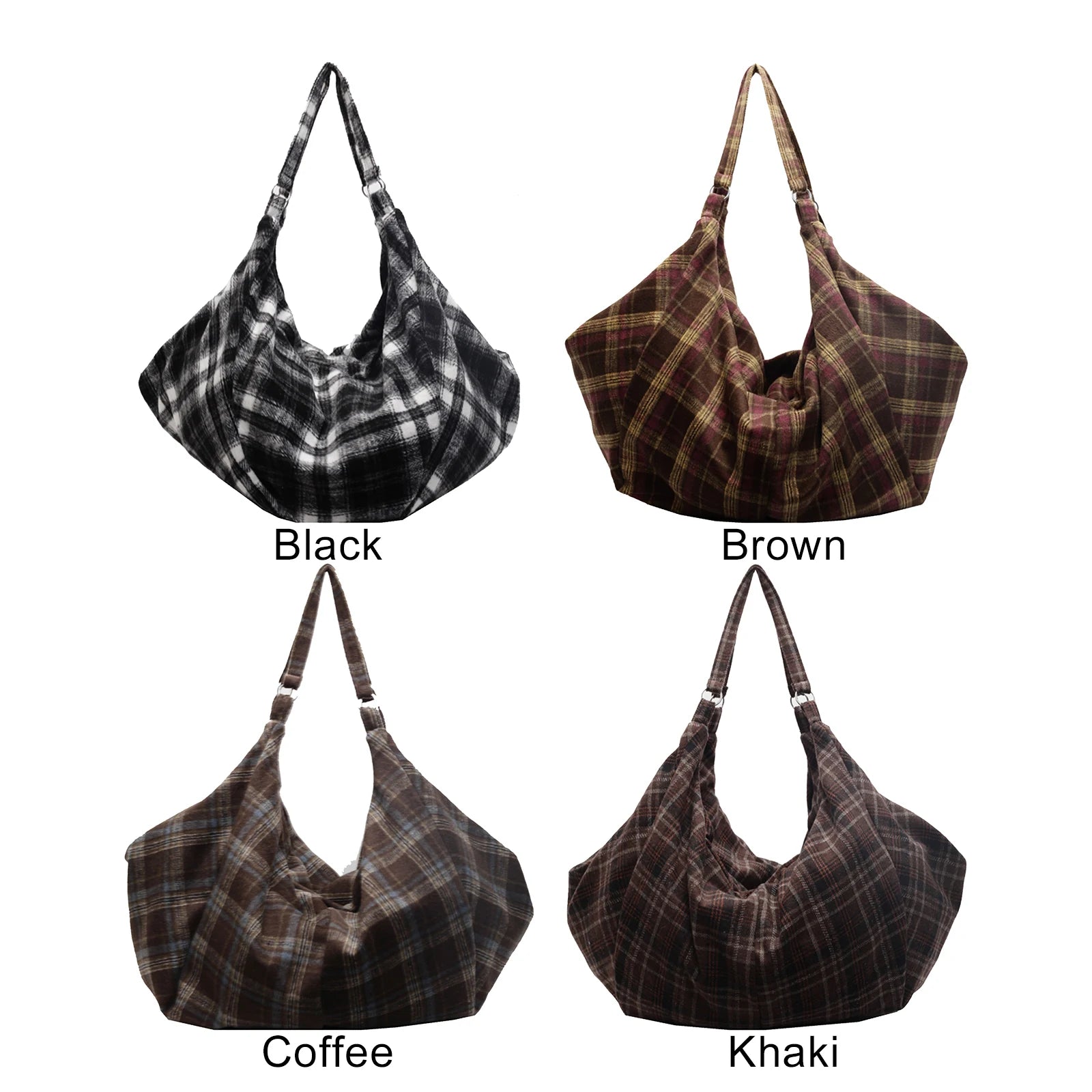 Women Girls Canvas Plaid Underarm Shoulder Bag Adjustable Strap Zpaxo