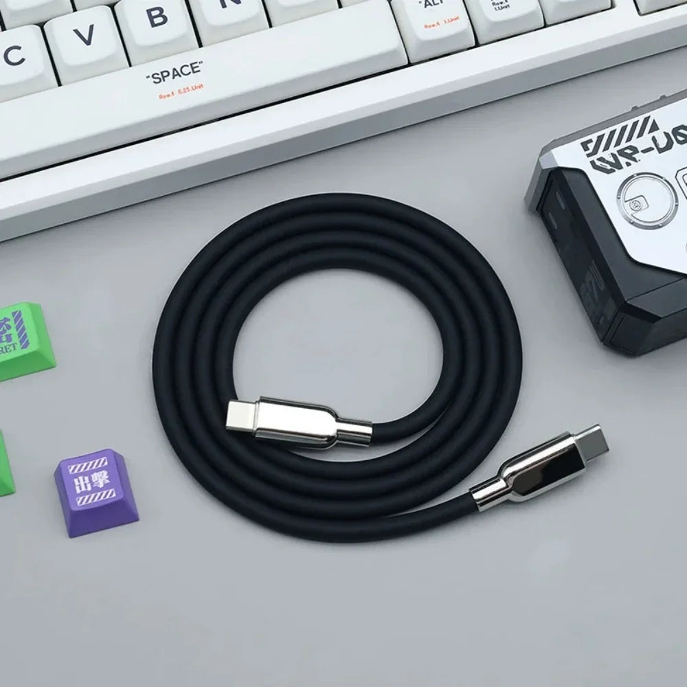 240W PD3.1 USB-C Fast Charging Cable – Liquid Silicone Cord USB-C Charging Cable Zpaxo black 0.5m