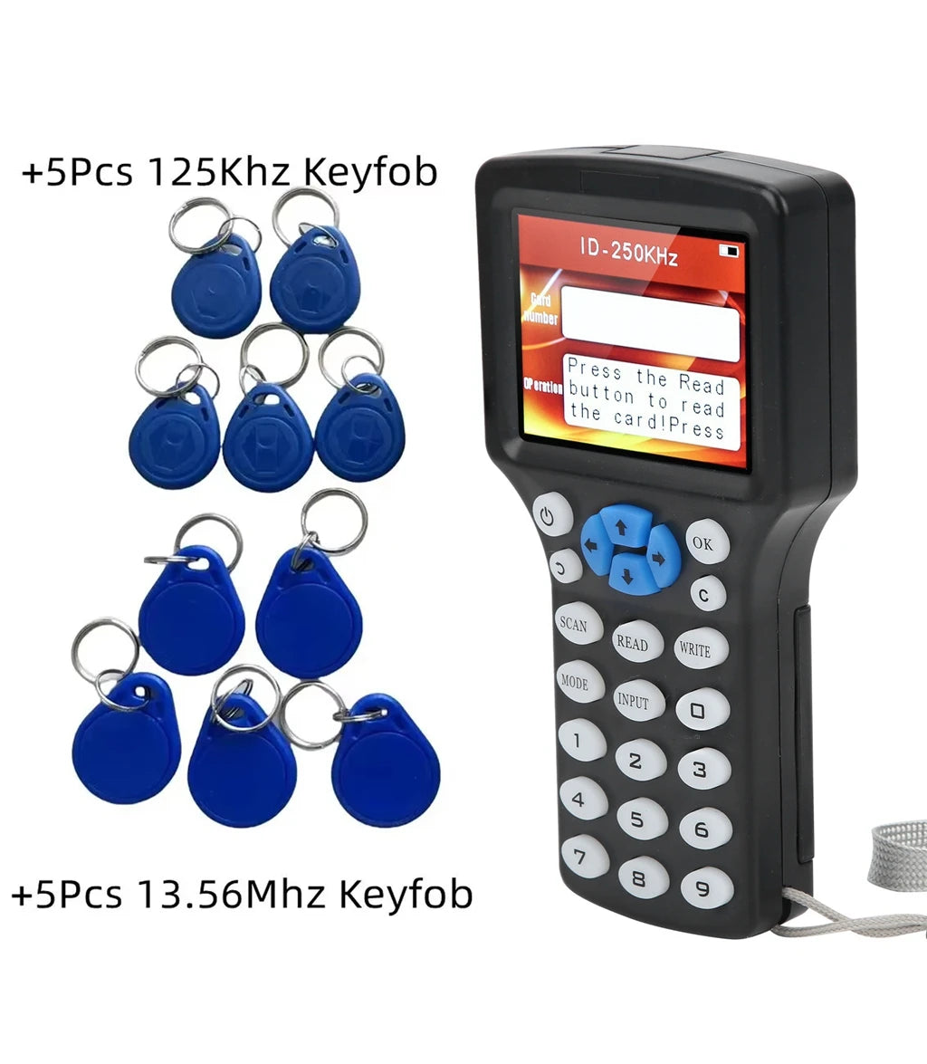 RFID Duplicator 125KHz Key Card Copier RFID Super Featured Smart Card Reader 13.56MHz Encrypted Programmer USB UID / T5577 Zpaxo black set
