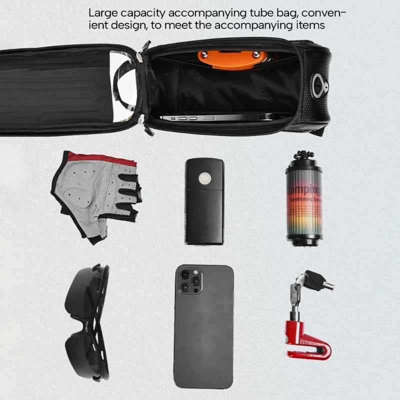 New Bike Bag Frame Front Top Tube Cycling Bag Waterproof 7.2 inch Cell Phone Case Touchscreen Bag MTB Pack Bicycle Accessories Zpaxo