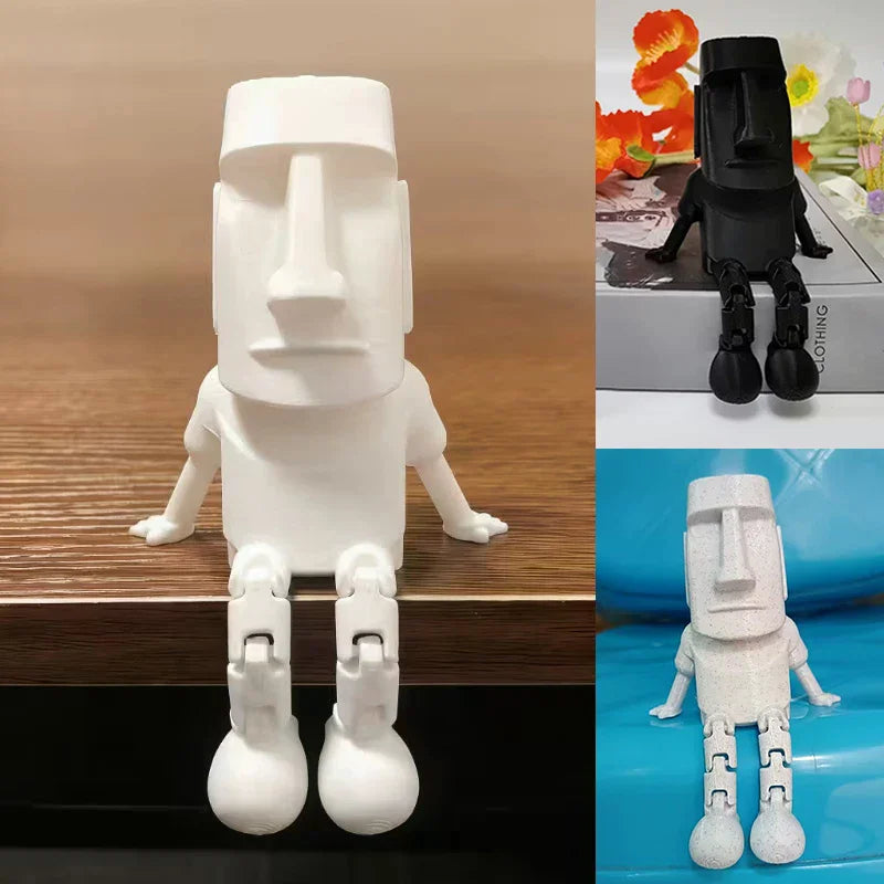 Party Gift 3D Printed Moai Statue Easter Island Moai Ornament With Movable Joints Collectible Figurine Home Desk Decor Zpaxo