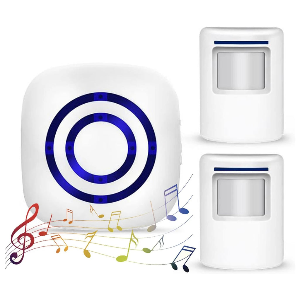 Wireless Door Chime Motion Sensor Detector Smart Visitor Doorbell Home Security Driveway Alarm with Plug-In Bell for Business Zpaxo