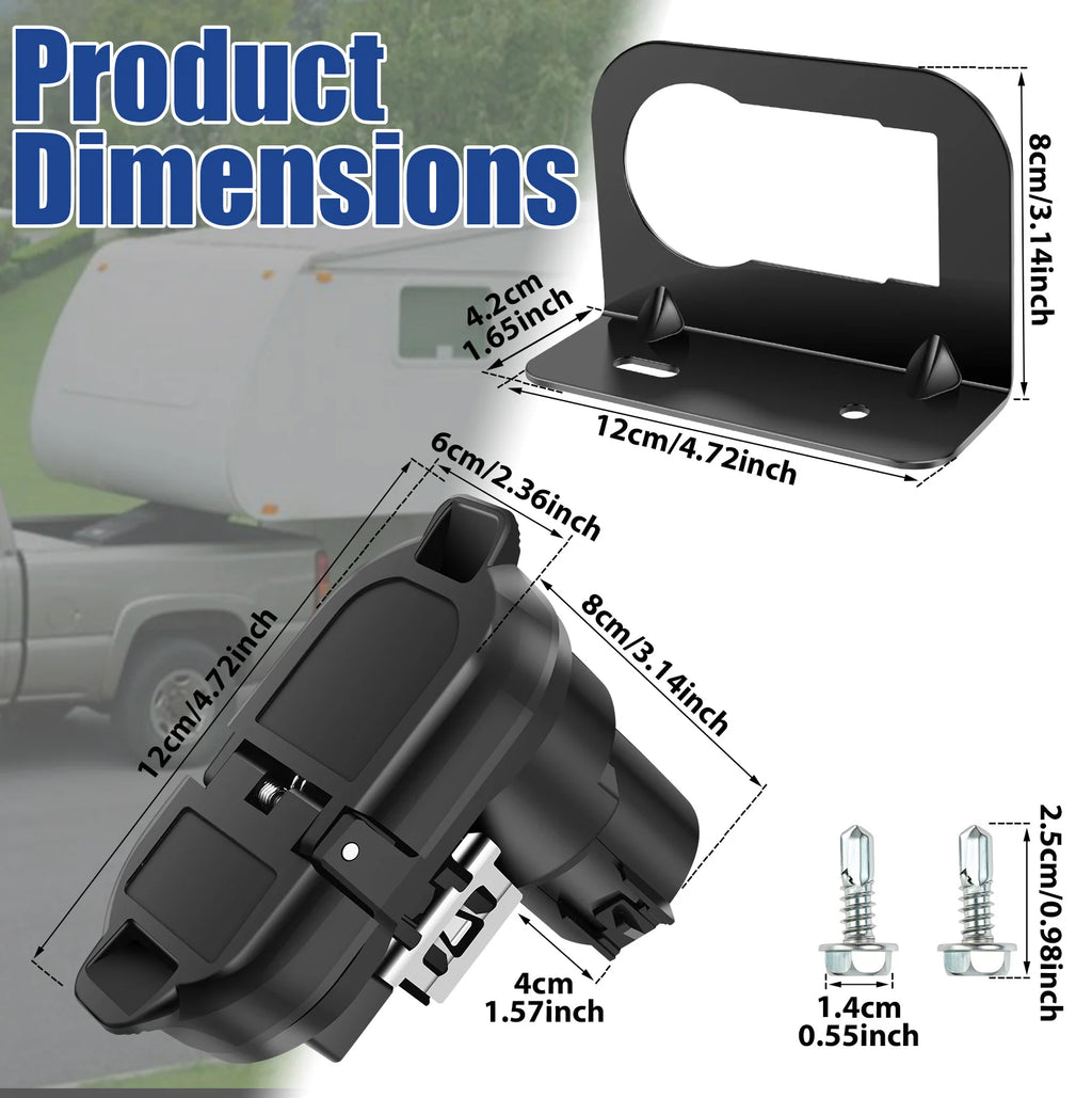Trailer Tow Harness Connector 7 Pin RV Blade 4 Way Flat for9U5Z-14489-MAA FU5Z-14489-A Replacement With Bracket For Horse Travel Zpaxo 9U5Z-14489-MAA