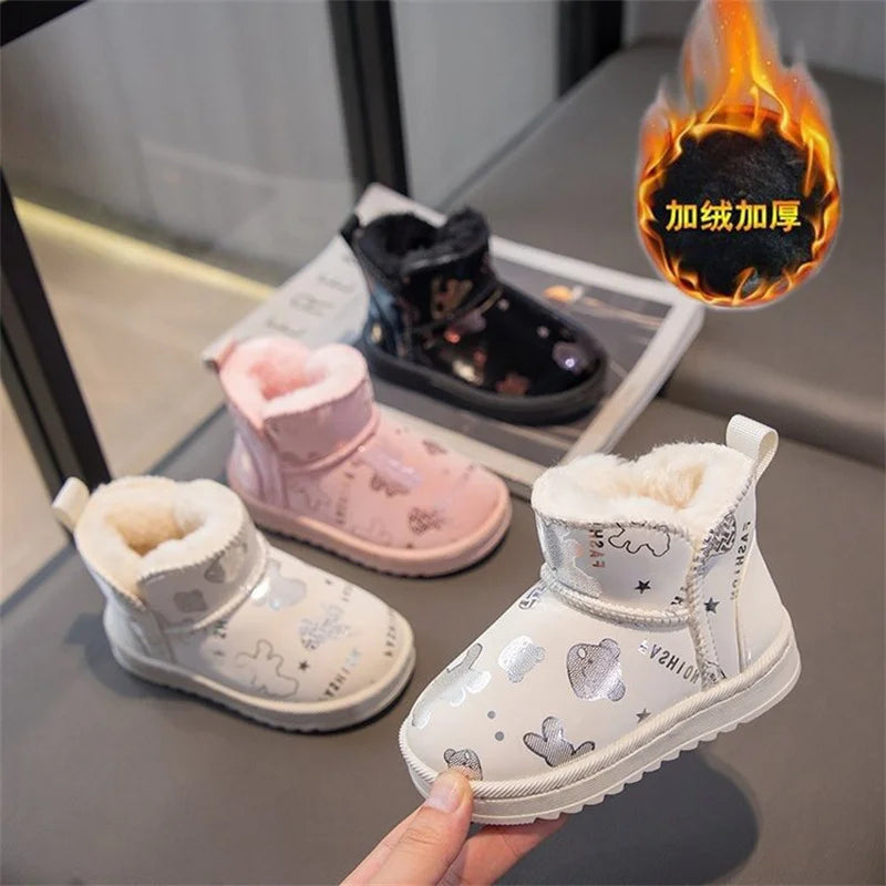 2023 Baby Girl Shoes Winter Kids Snow Boots Velvet Thickening Zpaxo