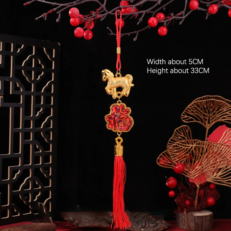 1/10Pcs 2026 Year Of The Horse Wall Hanging Car Ornament Chinese New Year 3D Horse Lantern Red Gold Pendant Lucky Decor Gifts Zpaxo A10