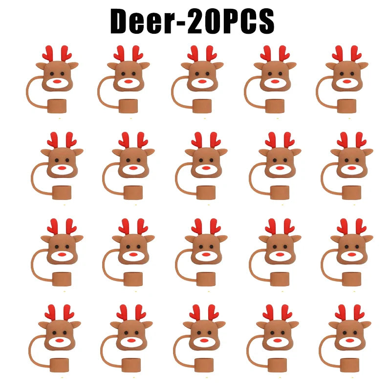 Christmas Straw Covers Caps Tumblers Dustproof Toppers Cups 30 Cup