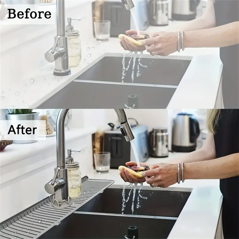 Silicone Drain Mat Kitchen Faucet Sink Splash Guard Draining Pad Zpaxo