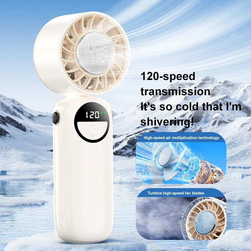 New Handheld Portable Cooling Fan 120 Speeds Adjustable Refrigeration Quite Mini Turbo Fan Type-C High Speed Cold Compress Fan Zpaxo