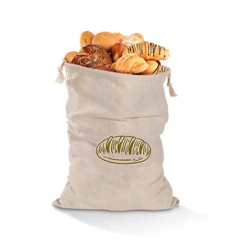 2026 New Arrival！Linen Bread Bags Reusable Portable Drawstring Kitchen Organizer Home Homemade Artisan Bread Storage Bag Zpaxo 4BF044-Bread-S