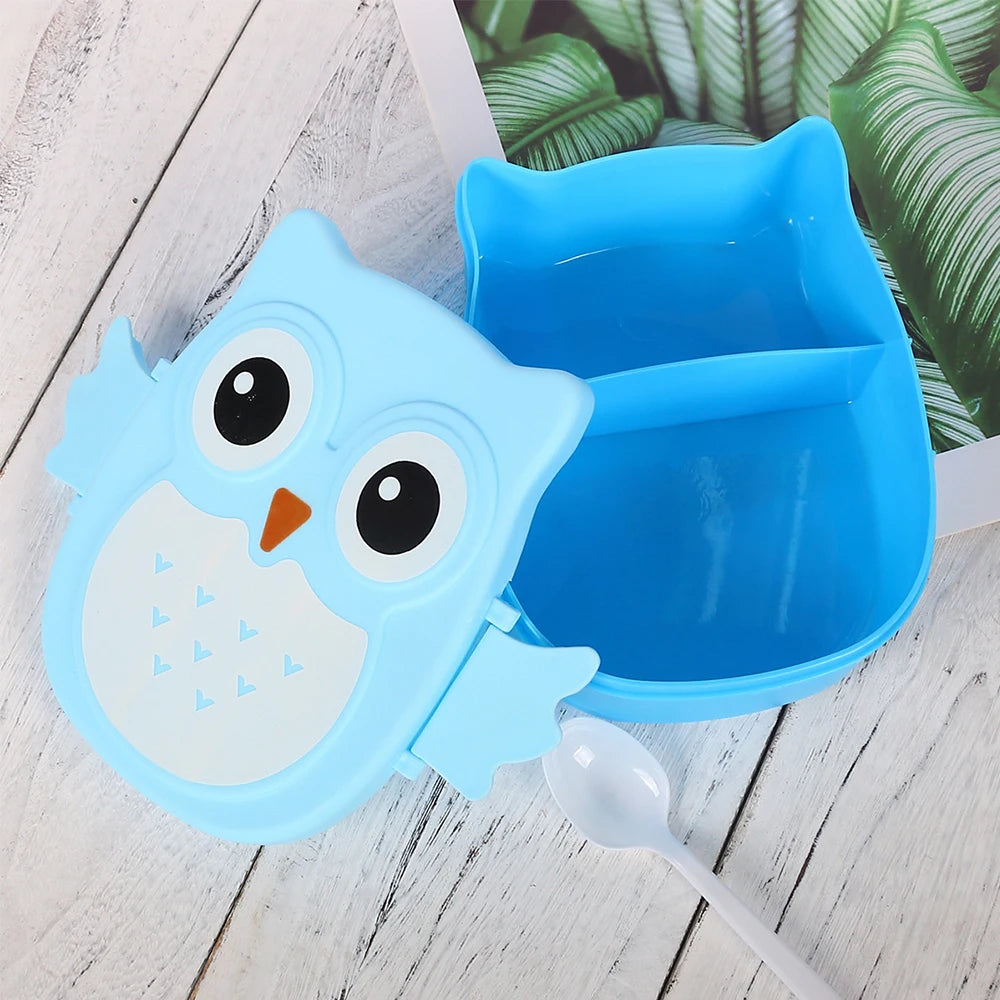 Portable Owl Lunch Box with Compartments Plastic Bento Box Cartoon Food Container Student School Food Storage Box Zpaxo