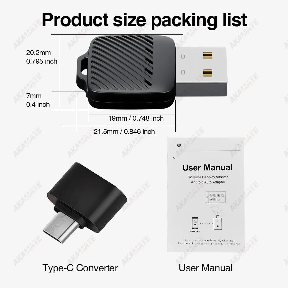 Wireless Carplay Android Auto 1 Adapter AI Smart Box Dongle Wired Car Zpaxo