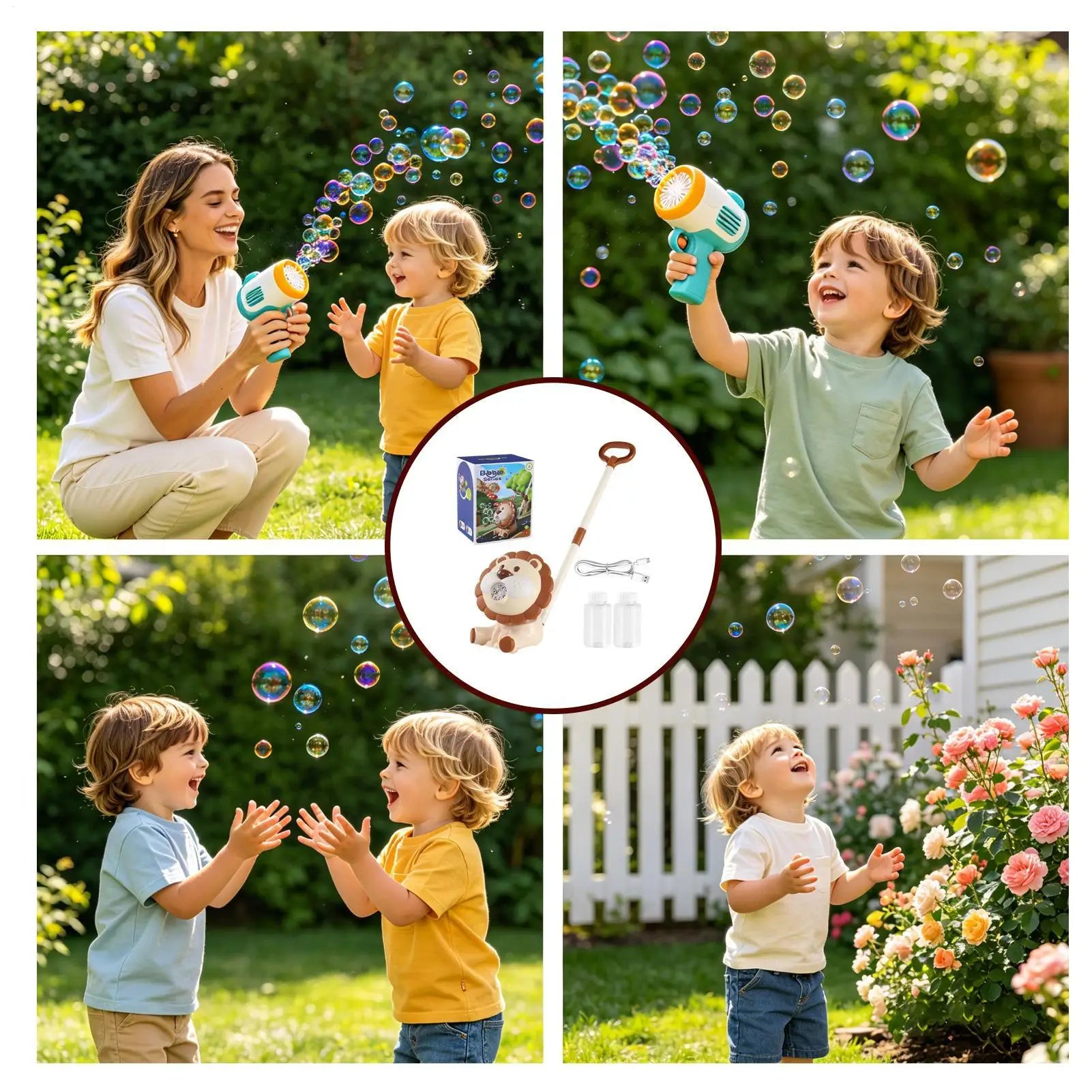 Automatic Bubble Machine Lion Shape Push Blowing Beach Toy Zpaxo