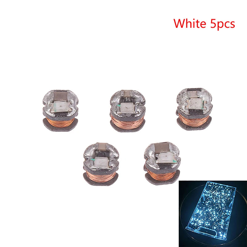 ▶5Pcs DC 5V Wireless Power Supply Transmitter Coil USB Wireless Receiver LED Light Induction Lamp Toys Model Robots Sand Table Zpaxo White