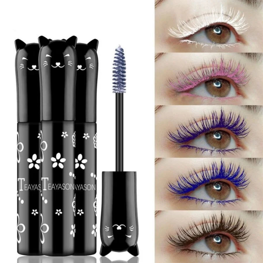 6-Color Mascara with Large Brush Head, Easy to Apply, Non-Clumping, Non-Fading, White, Purple, Royal Blue, Silver, Coffee, Not Easy to Smudge, Mascara and Eyebrow Gel Zpaxo
