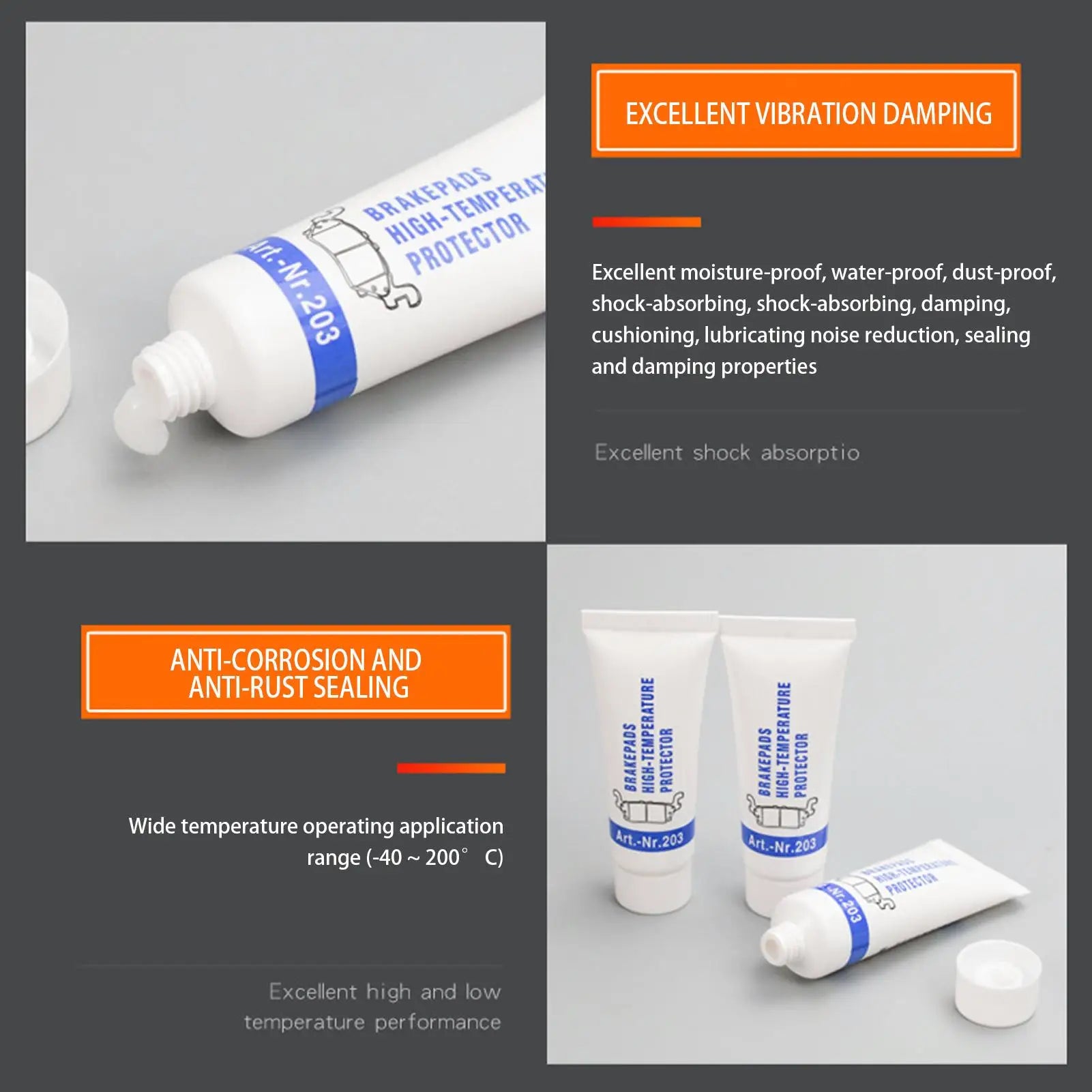 Brake Pads Grease Stable Wide Temperature Range Brake Grease Long Lasting for Automotive Assembly Lubricants Zpaxo