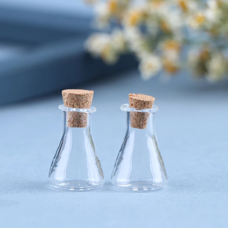 ▶2Pcs Mini Glass Color Bottle Wishing Bottle Tiny Jars Vials Mini Storage Bottle Zpaxo Transparent