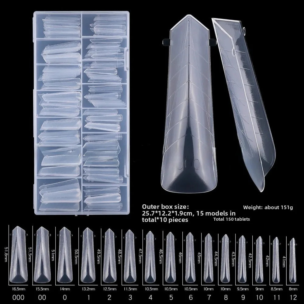 Coffin Shape Sandwich Nail Forms Natural Clear Almond Art Tips Zpaxo 94-
